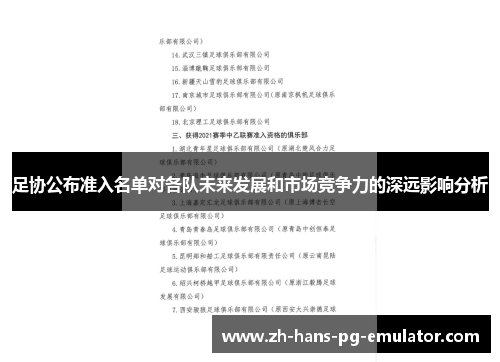 足协公布准入名单对各队未来发展和市场竞争力的深远影响分析