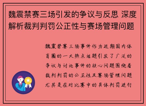 魏震禁赛三场引发的争议与反思 深度解析裁判判罚公正性与赛场管理问题